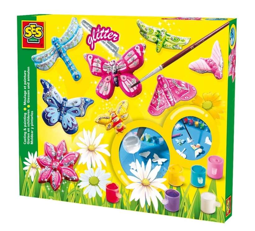 Zabawka kreatywna - odlewy gipsowe motyli + brokat