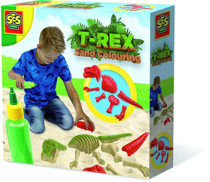 Zabawa w piasku - kolorowe dinozaury